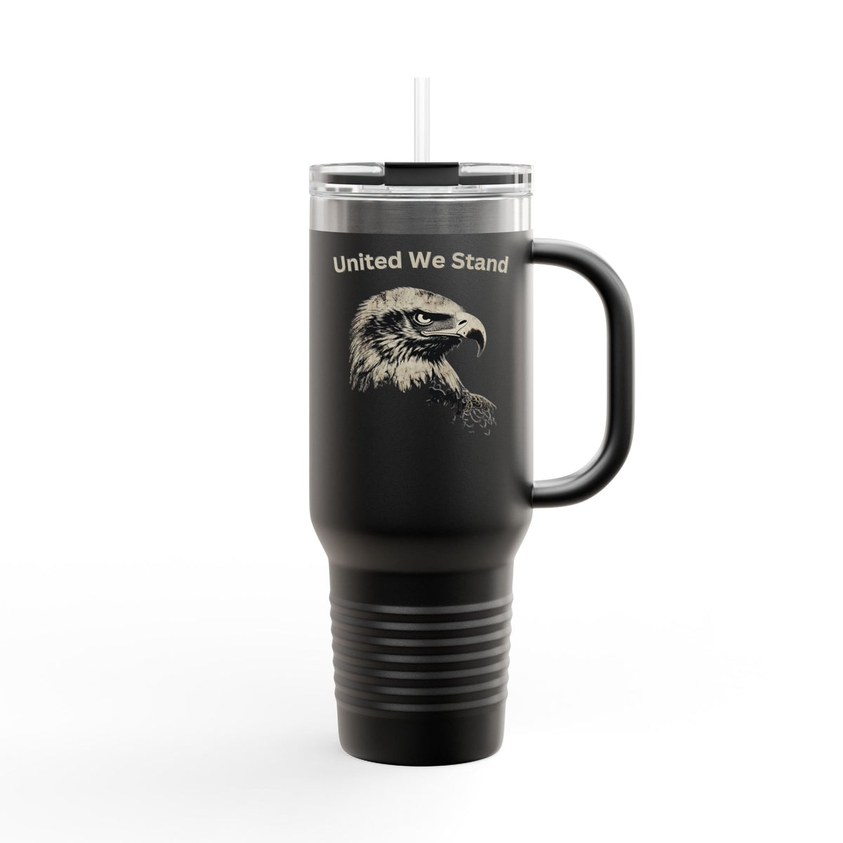 United We Stand text on the top of a 40oz Insulated Travel Mug