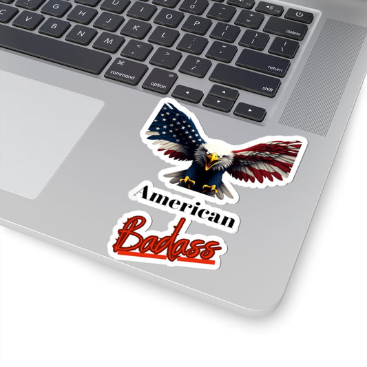 American Badass Patriotic Eagle on a Kiss-Cut Stickers