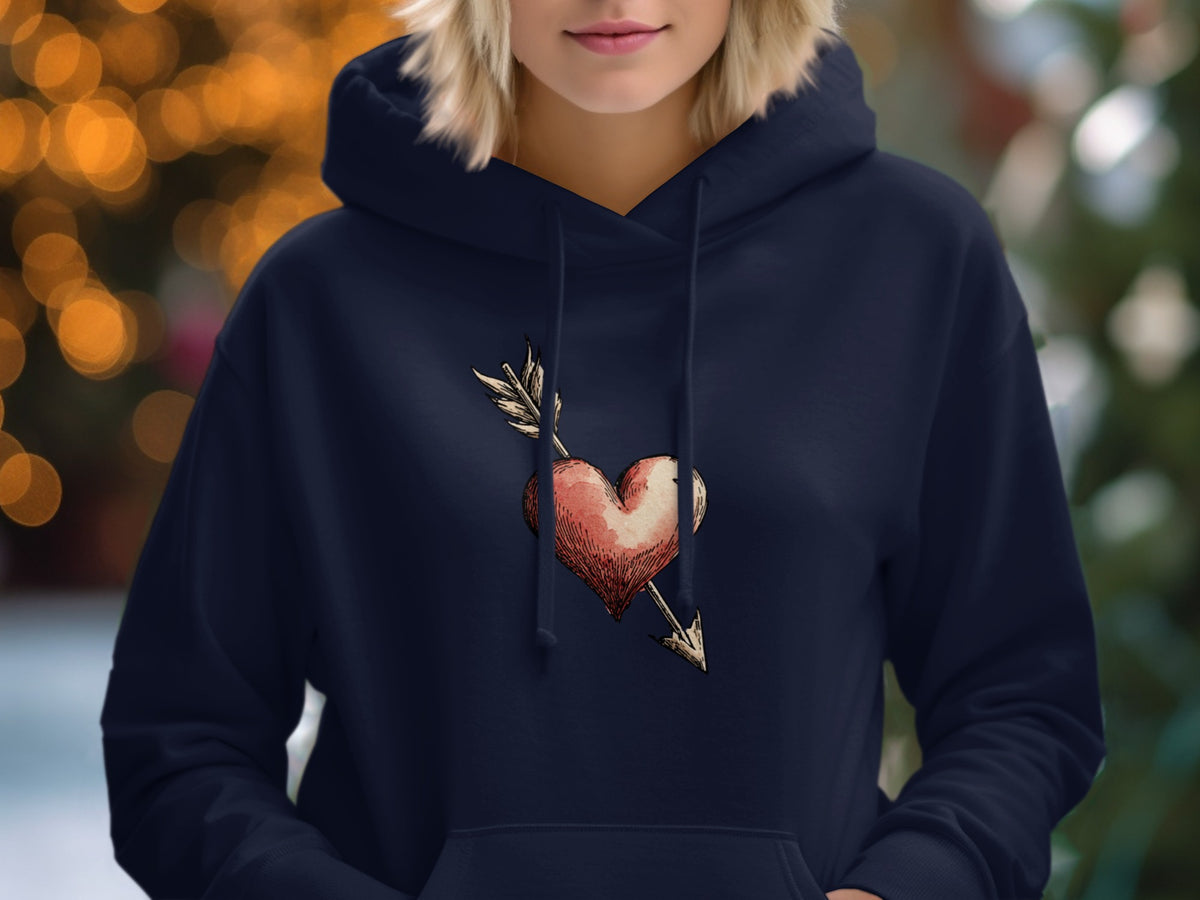 Heart with Arrow Design Hoodie for Casual Wear