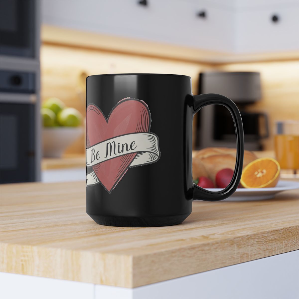 Be Mine Heart Design Black Mug for Valentine's Gift