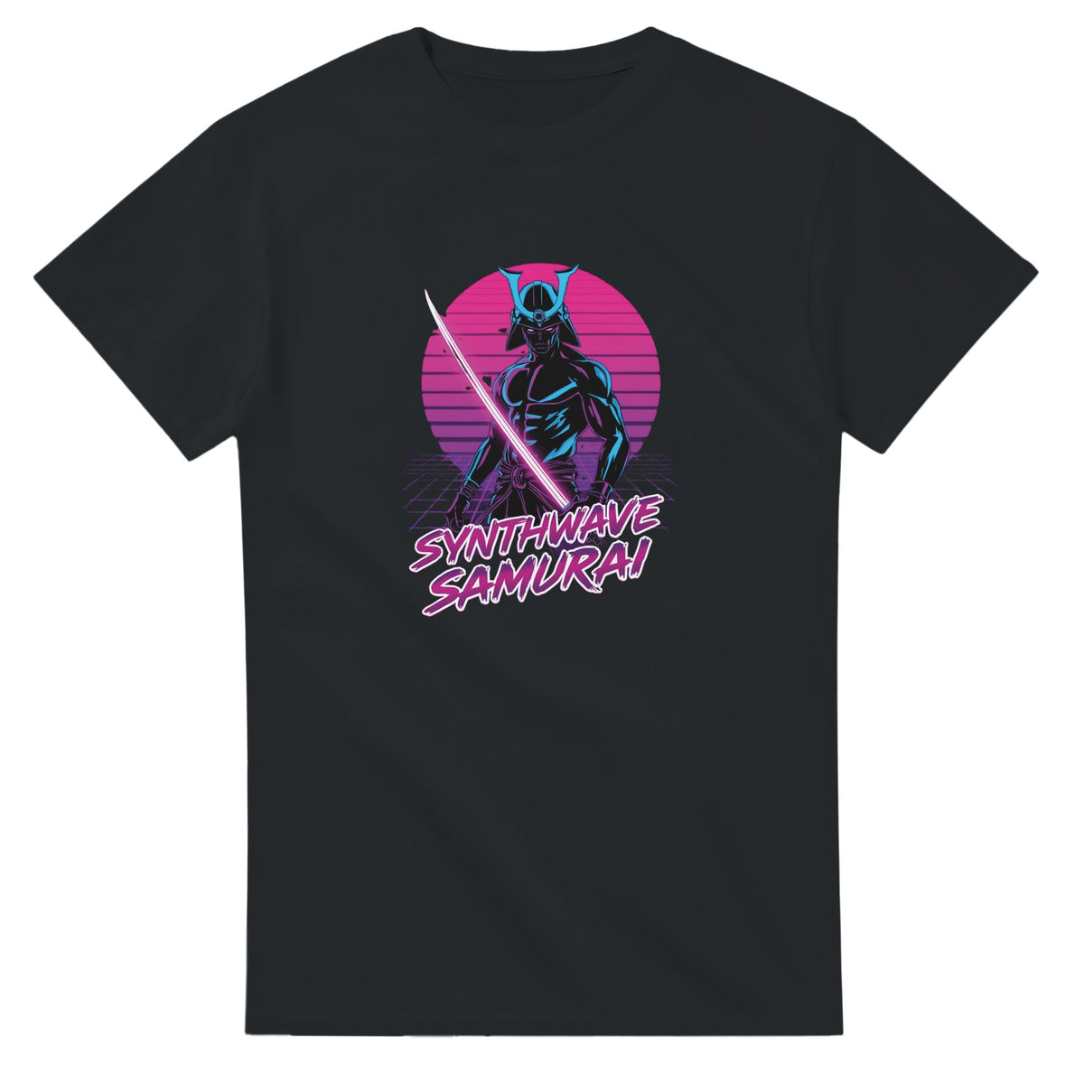 Synthwave Samurai graphic design on a Heavyweight T-shirt