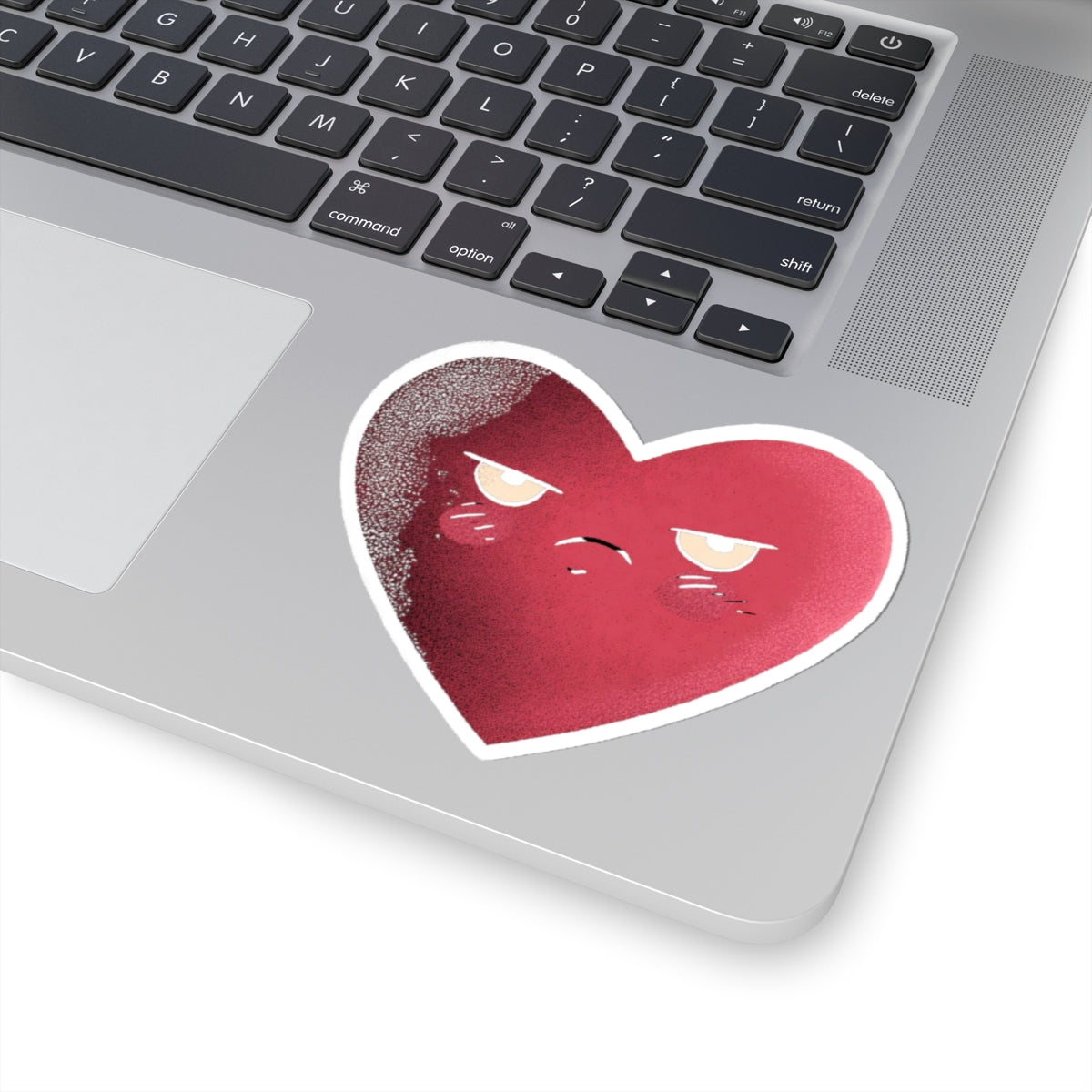 Grumpy Red Heart Laptop Sticker for Unique Style