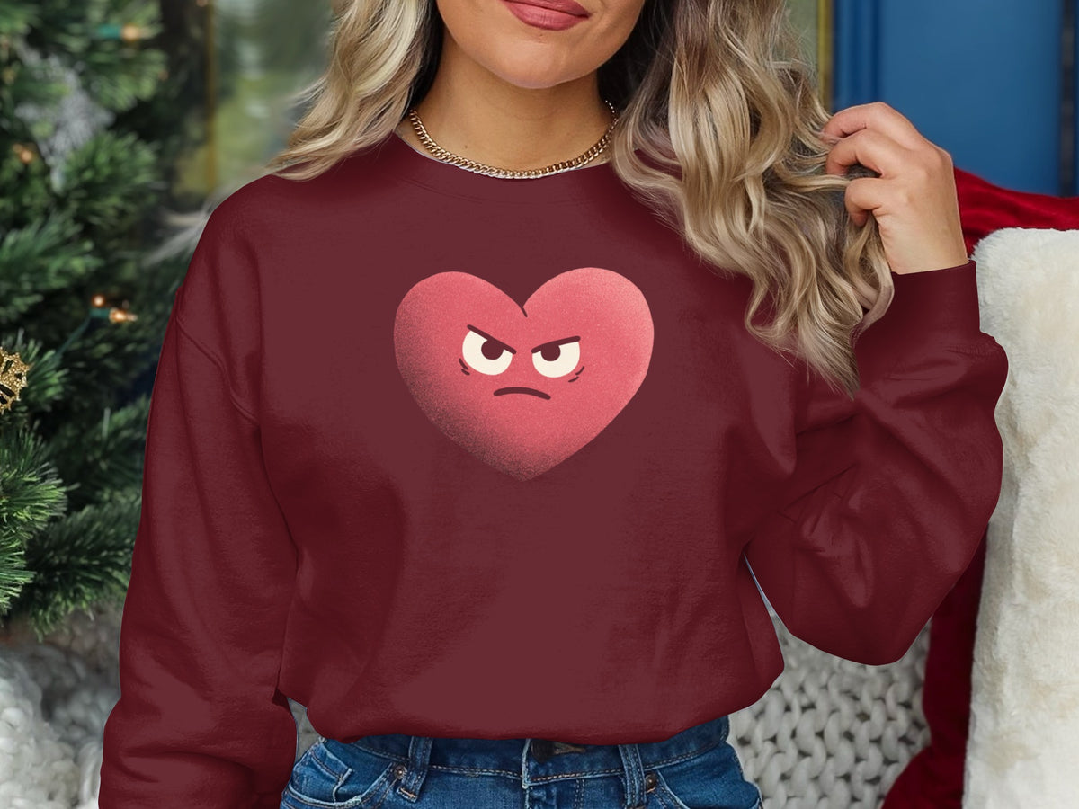 Cute Angry Heart Face Red Christmas Sweatshirt