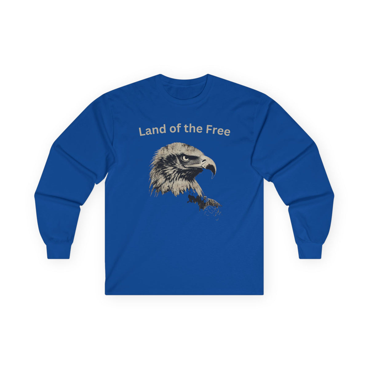 Land of the Free text on a Long-Sleeve Tee