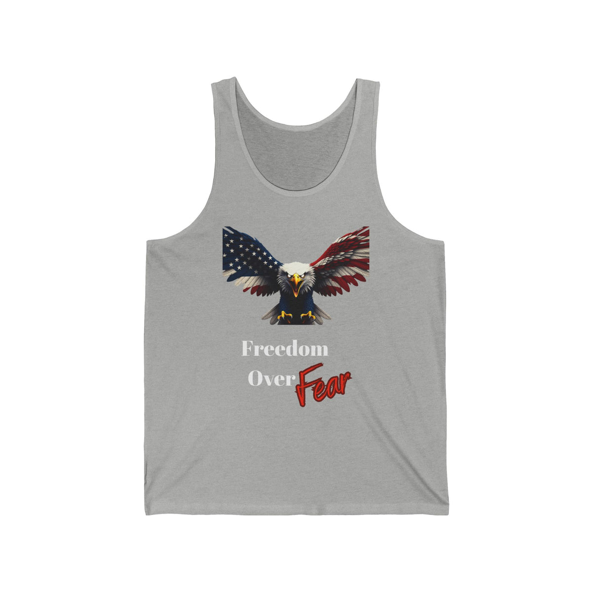 Freedom Over Fear Patriotic Eagle on a Premium Tank Top