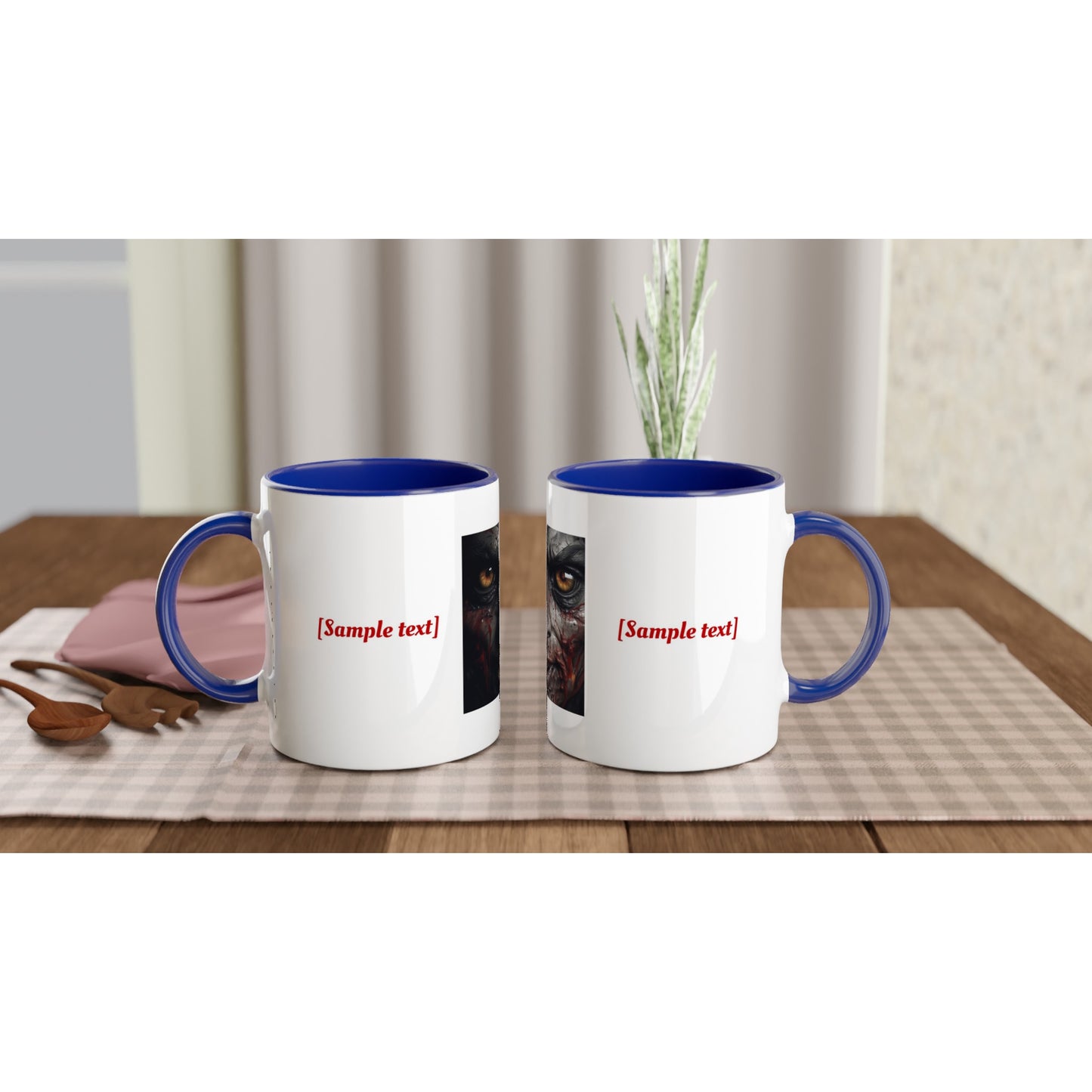 11oz ceramic mug with color inside angry blood face personalized