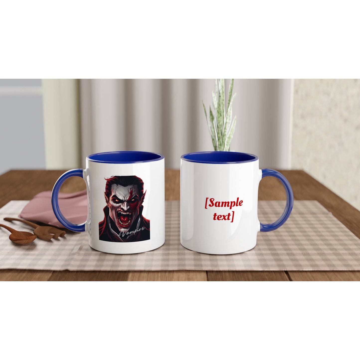 11oz ceramic mug with color inside vampire full face personalized