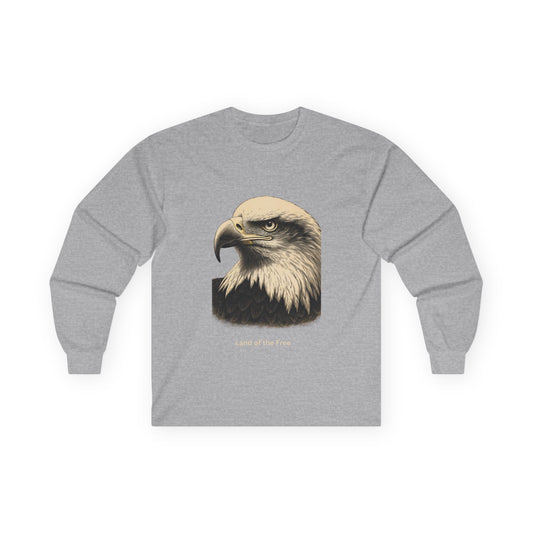 Land of the Free text on a Long-Sleeve Tee