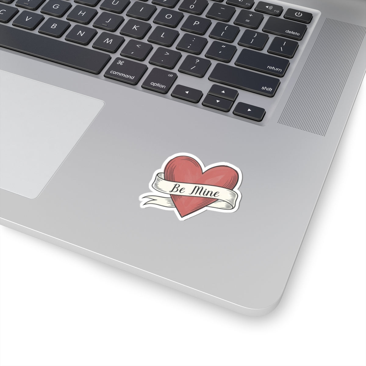 Be Mine Heart Shaped Sticker on Laptop Product