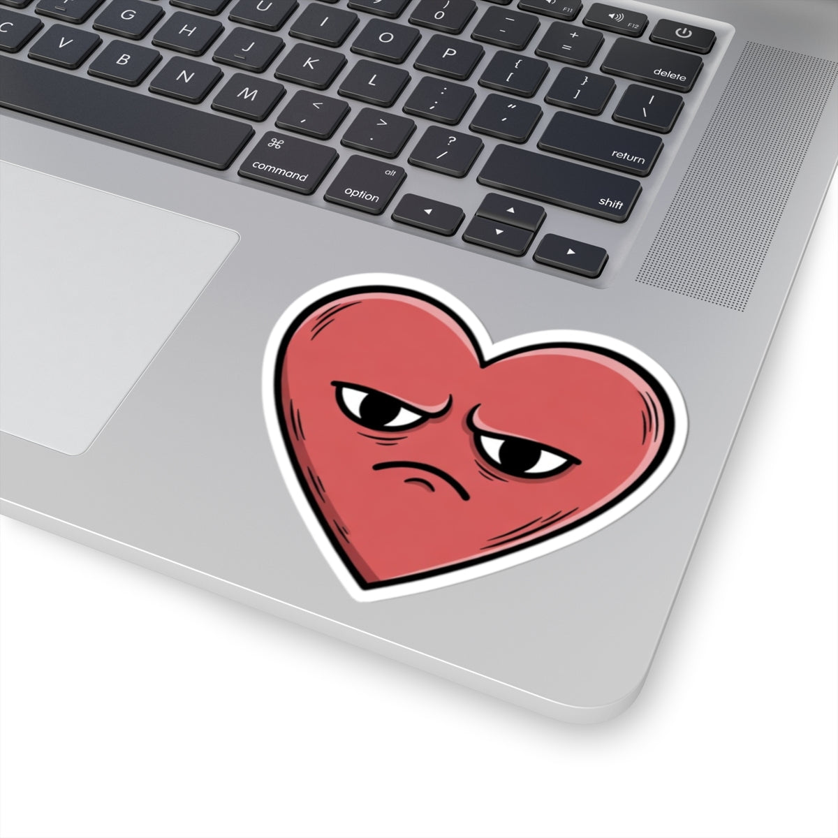 Red Grumpy Heart Sticker for Stylish Laptop Decor
