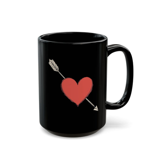 Heart with Arrow Valentine's Day Mug Black Mug