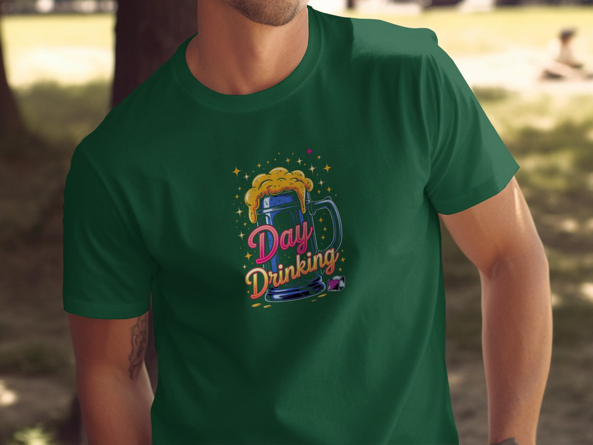 Day Drinking Beer Mug Graphic T-Shirt for Casual Wear