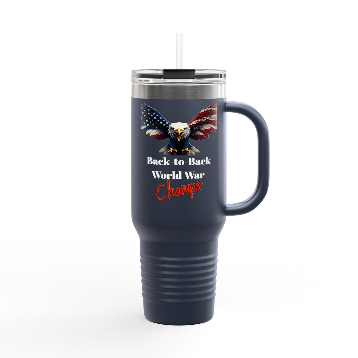 WWII Champs Patriotic Eagle on 40oz insulated tumbler