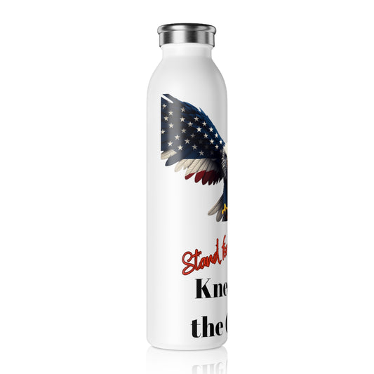Stand For The Flag Kneel For The Cross Patriotic Eagle on a 20oz Stainless Steel Water Bottle