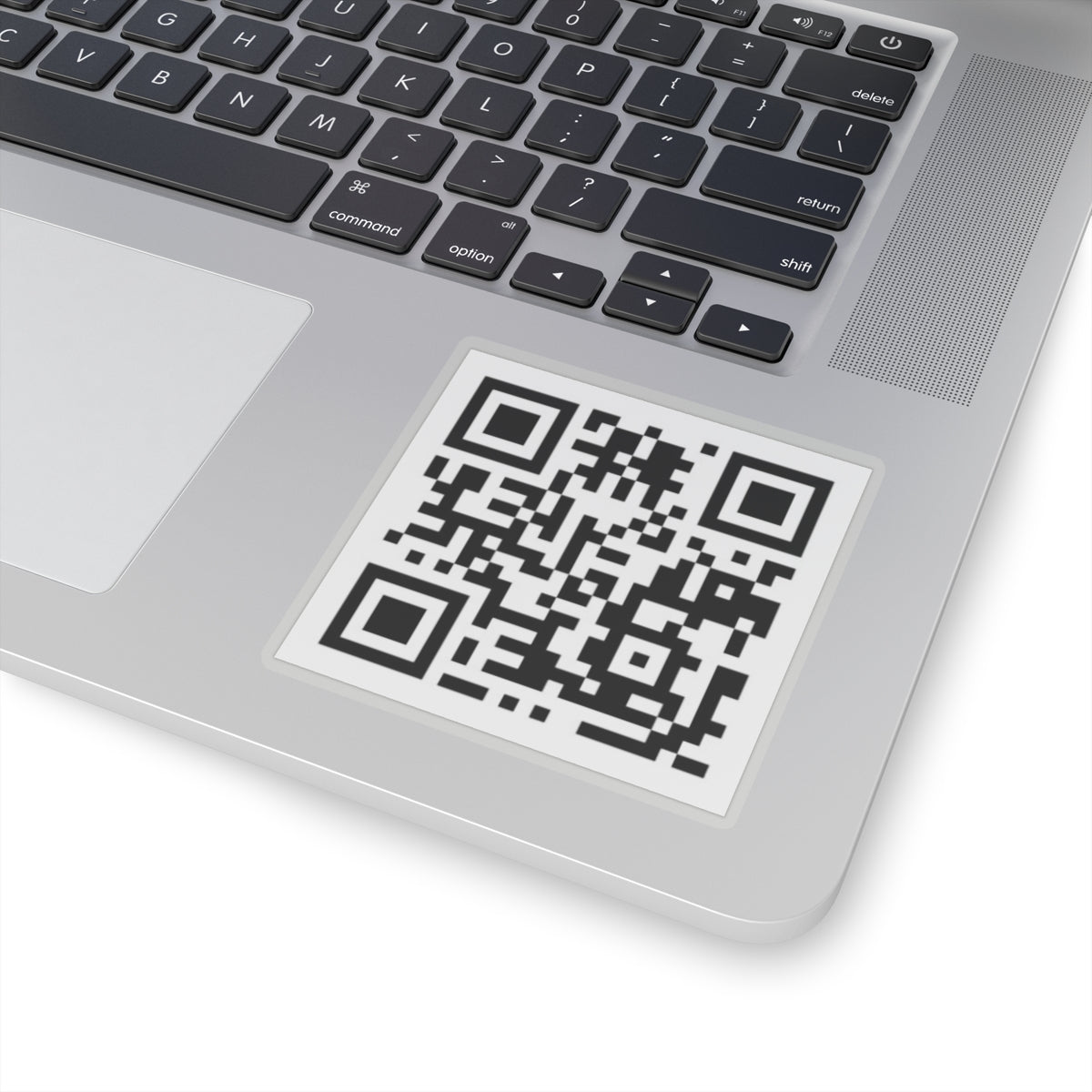 Black and white QR code on a white background