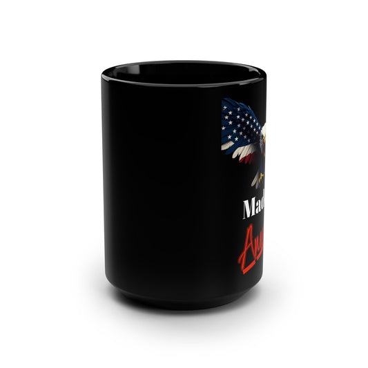 Patriotic Eagle Made In America on a Black Mug 15oz