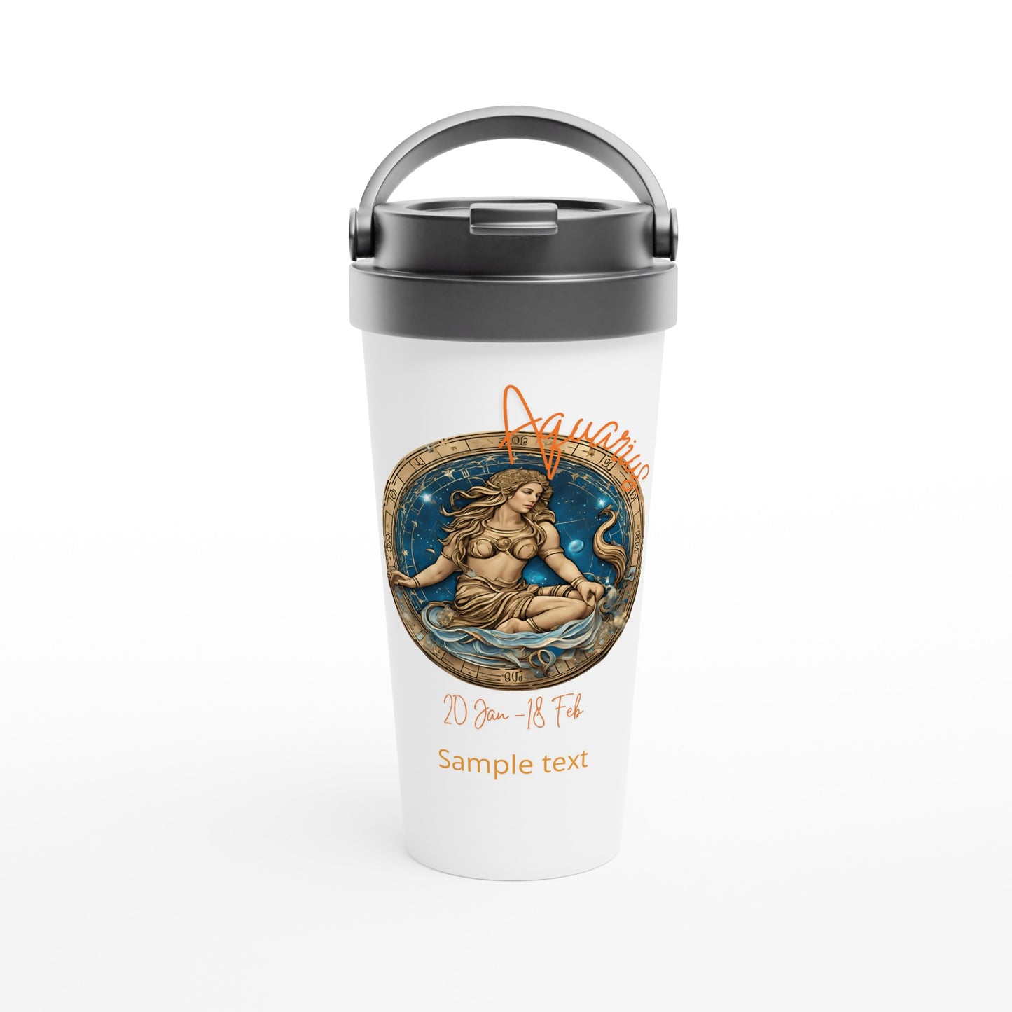 15oz stainless steel travel mug Aquarius vision personalized