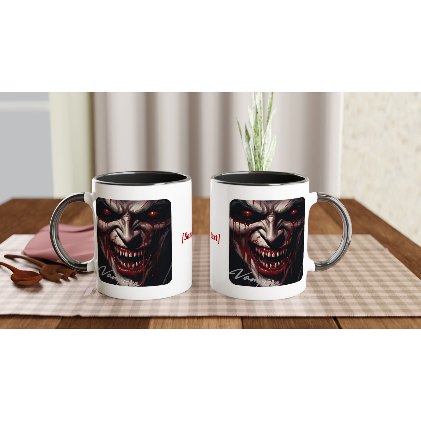 11oz ceramic mug with color inside vampire snarl personalized