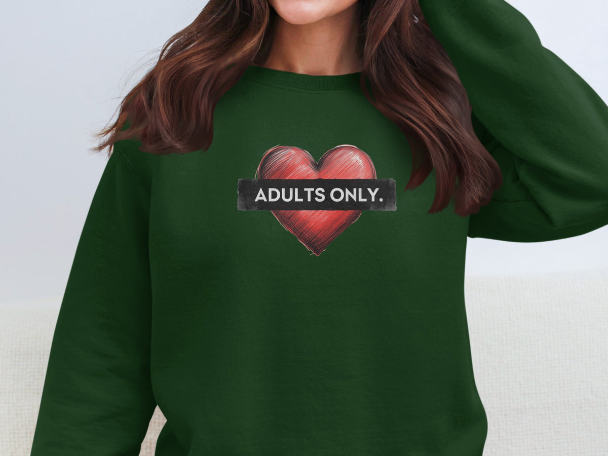 Adults Only Heart Graphic Green Sweatshirt Product