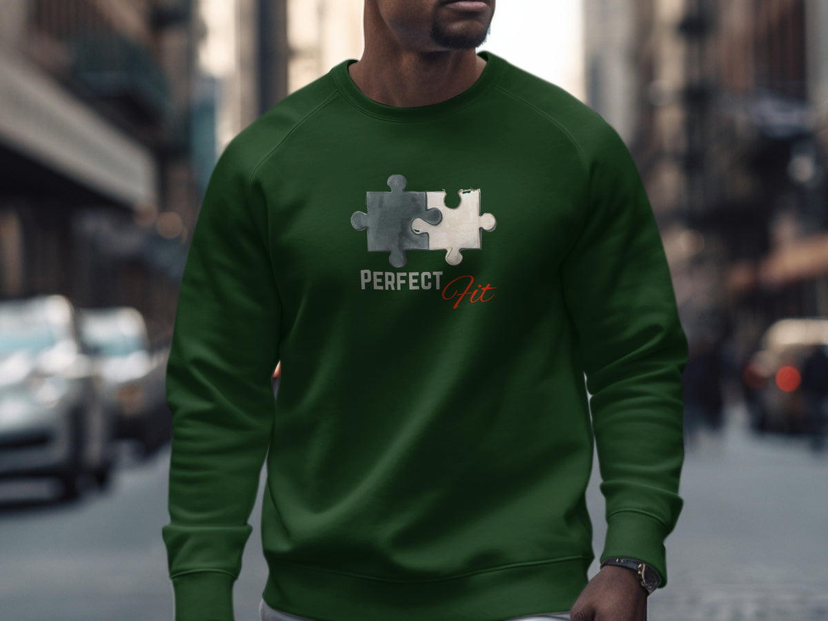 Perfect Fit Puzzle Piece Design Green Sweatshirt