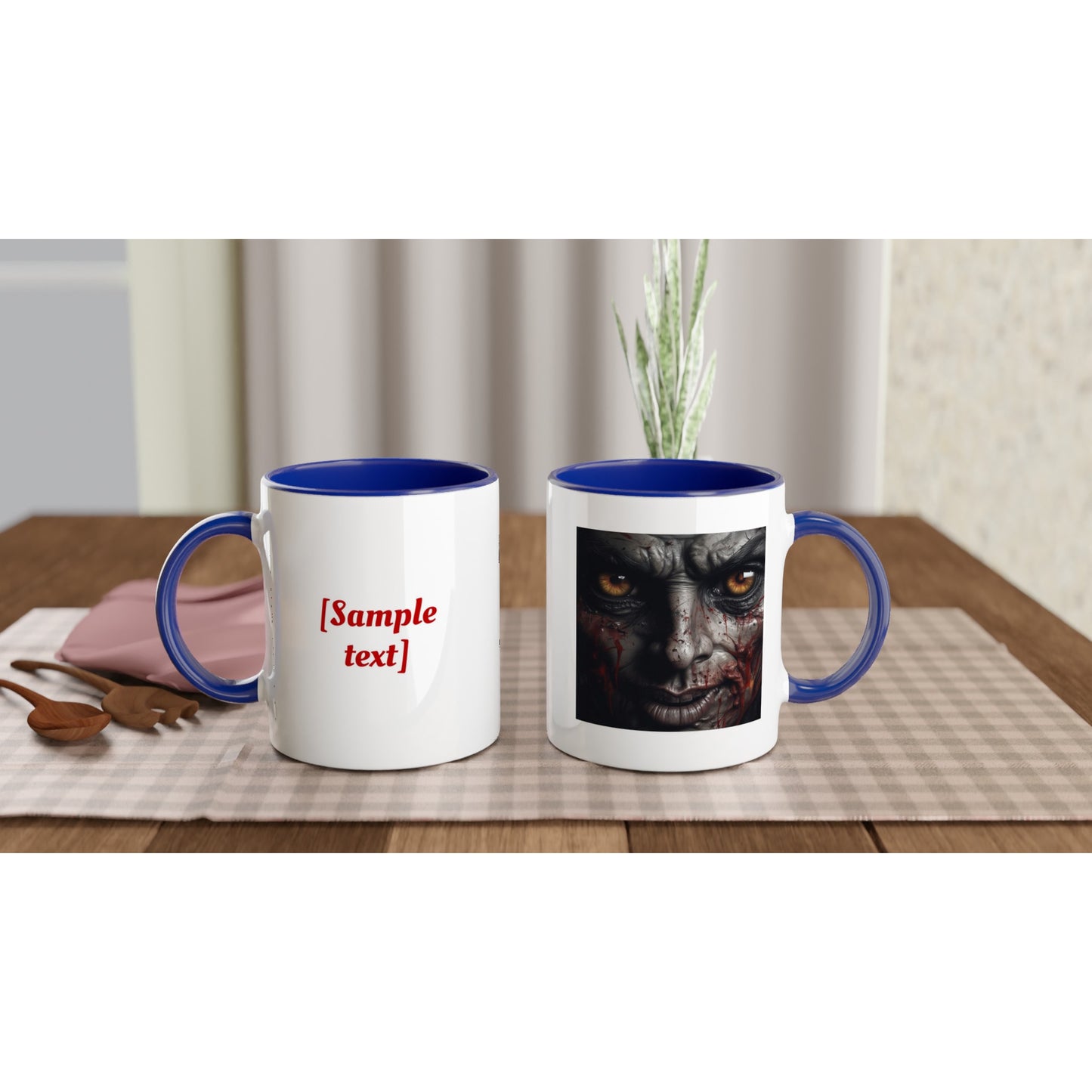 11oz ceramic mug with color inside angry blood face personalized