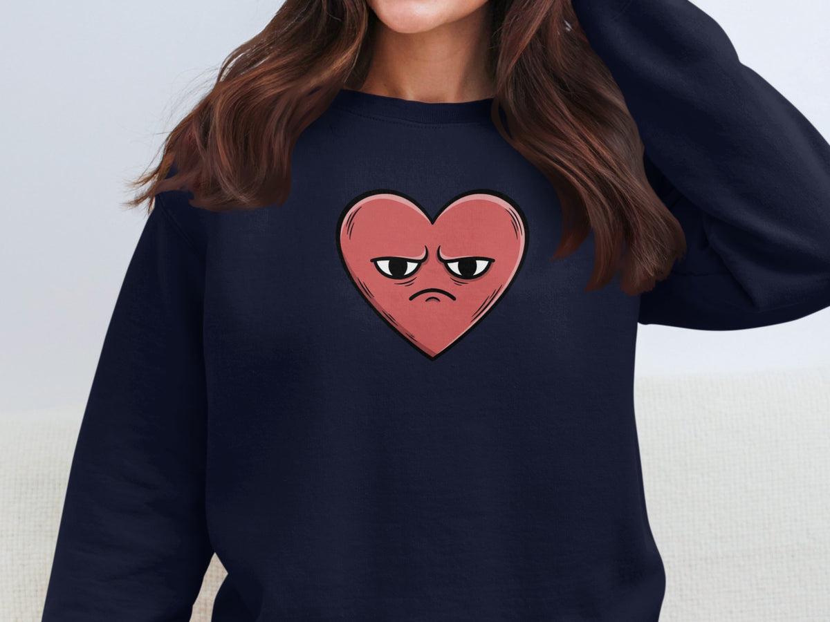 Sad Heart Face Graphic Sweatshirt Apparel