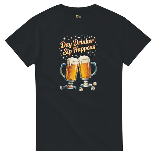 Day Drinker, Sip Happens! on a Heavyweight T-Shirt