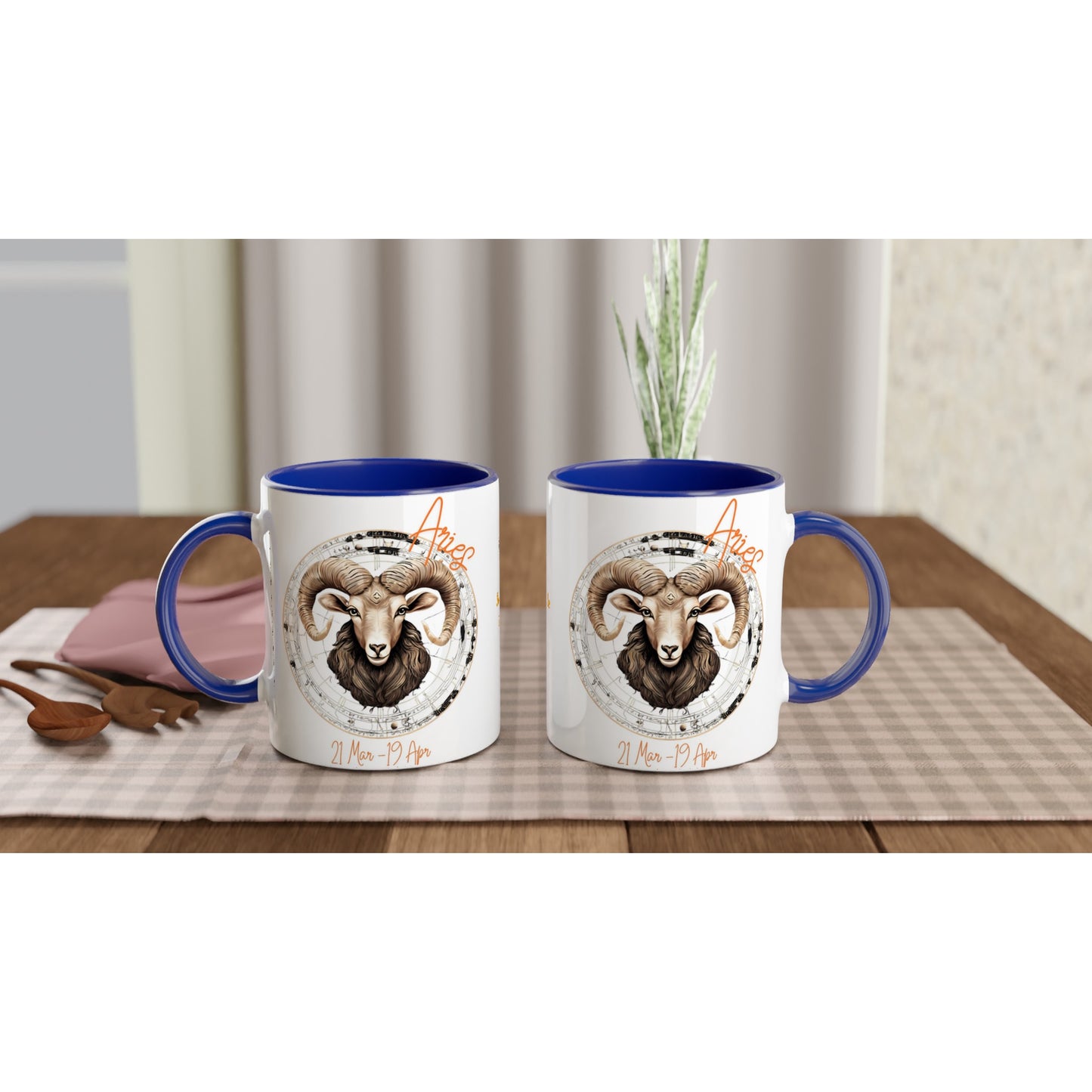 11oz ceramic mug with color inside fiery Aries personalized