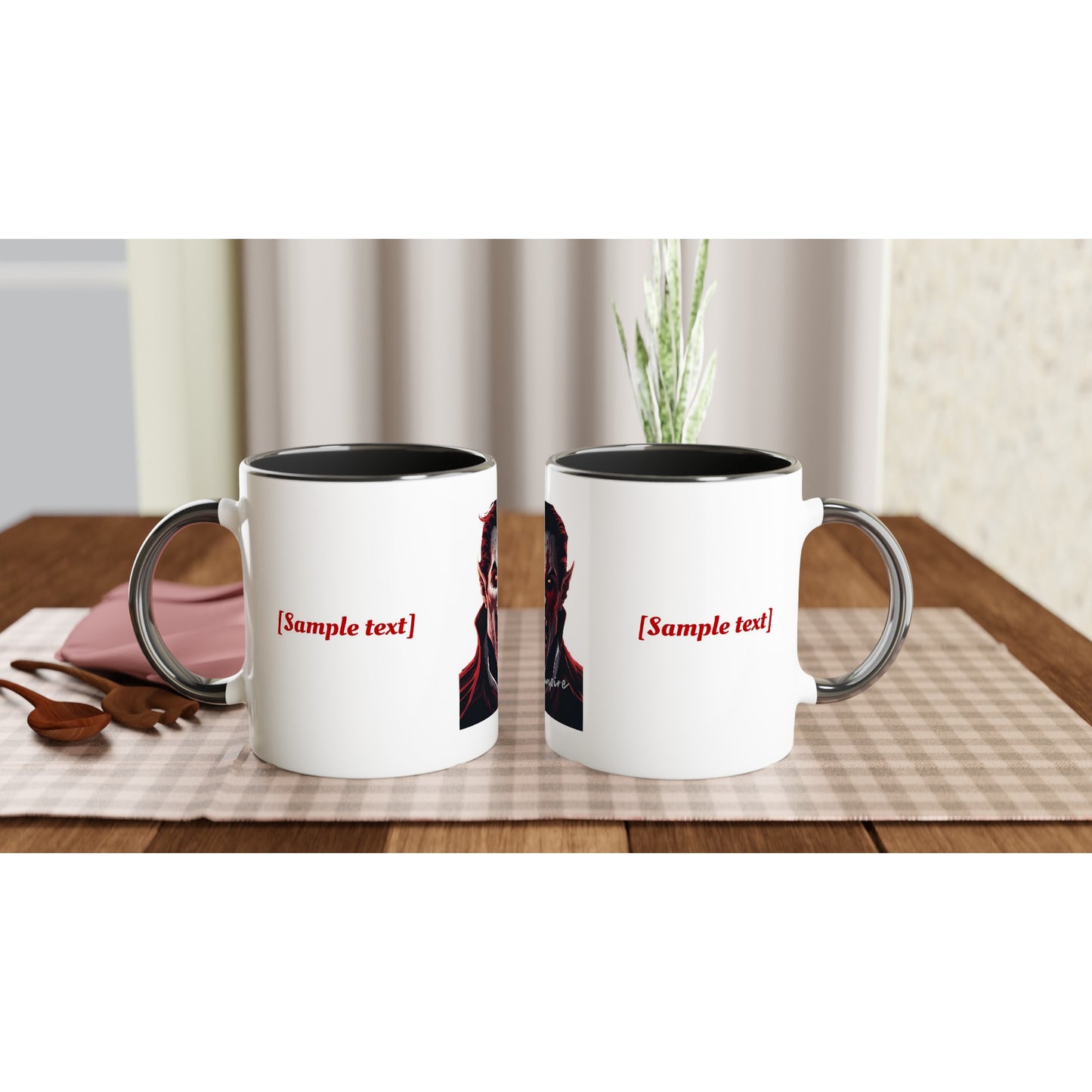 11oz ceramic mug with color inside vampire full face personalized