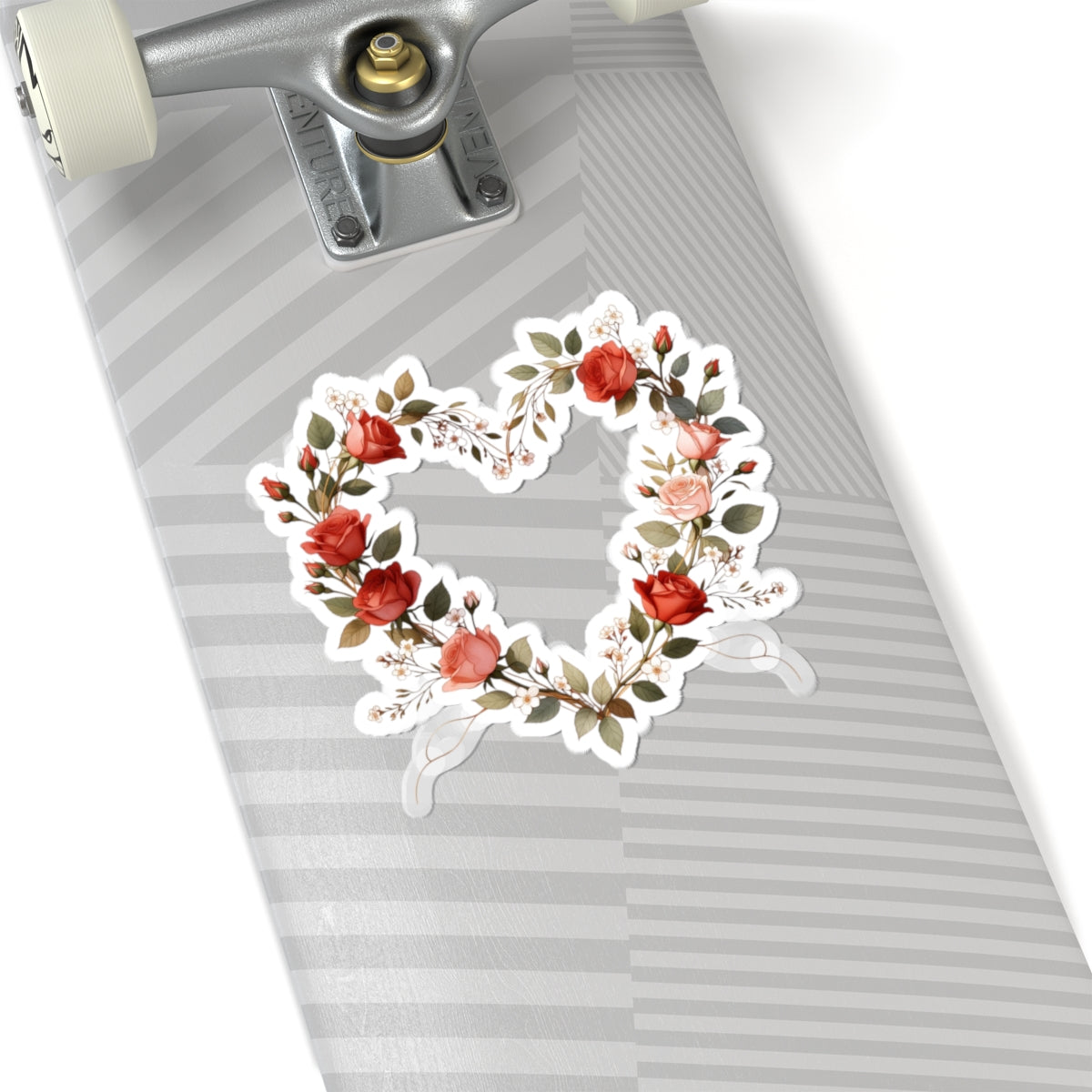 Floral Heart Wreath Vinyl Sticker for Skateboard Deck