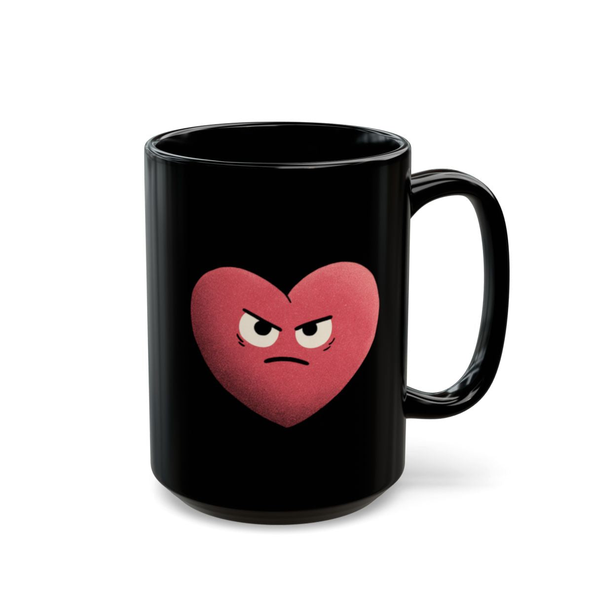 Angry Heart Emoticon Black Mug for Coffee Lovers