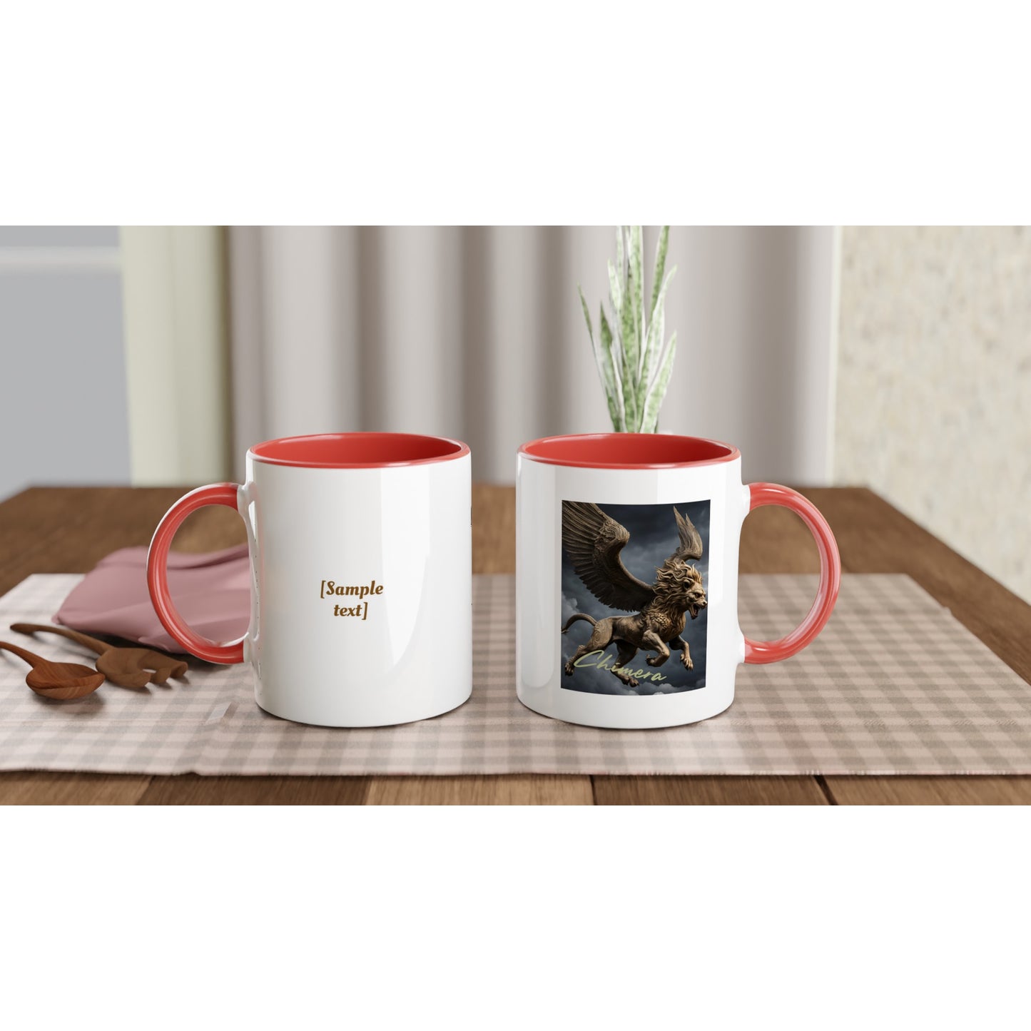 11oz ceramic mug with color inside golden chimera personalized