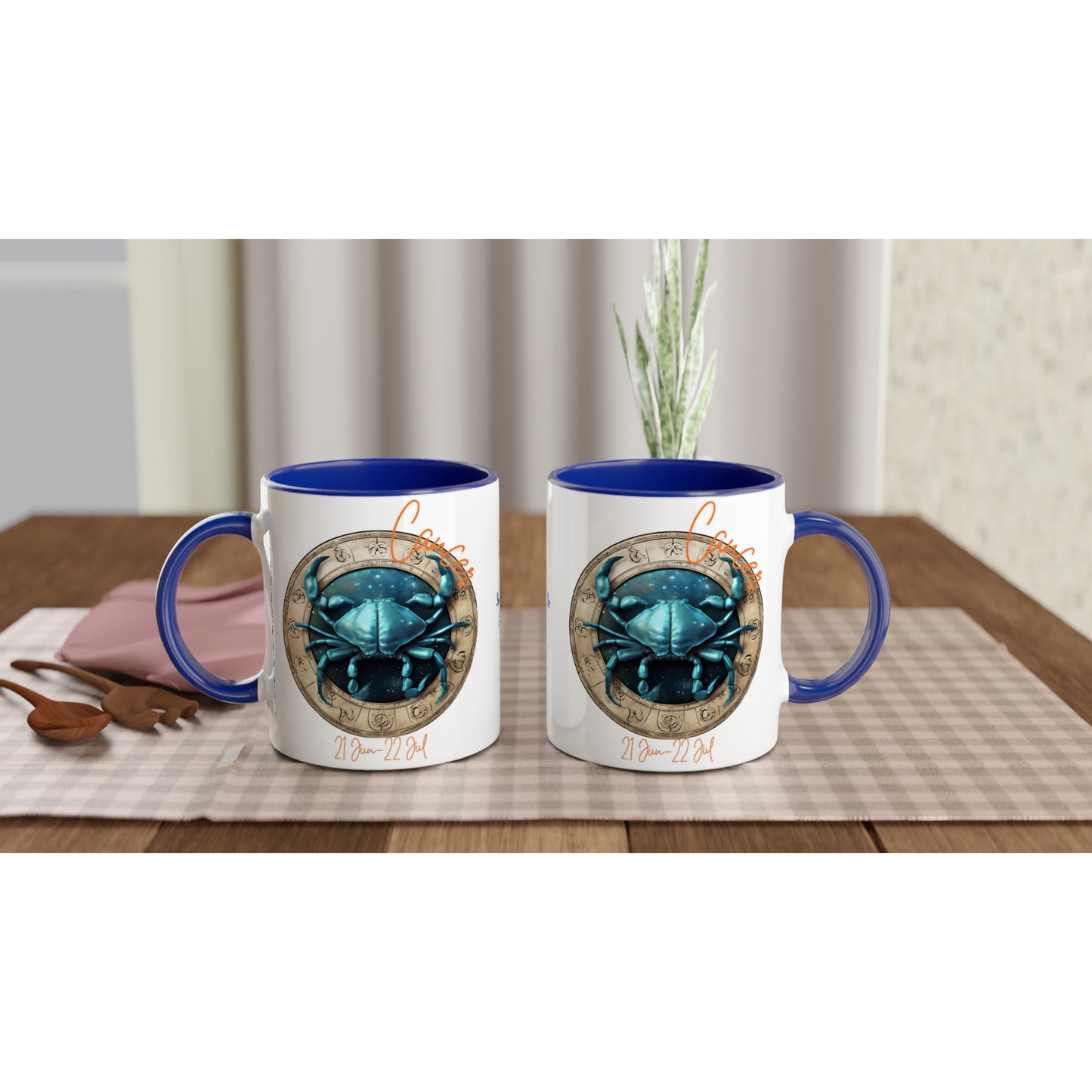 11oz ceramic mug with color inside Cancer crab personalized