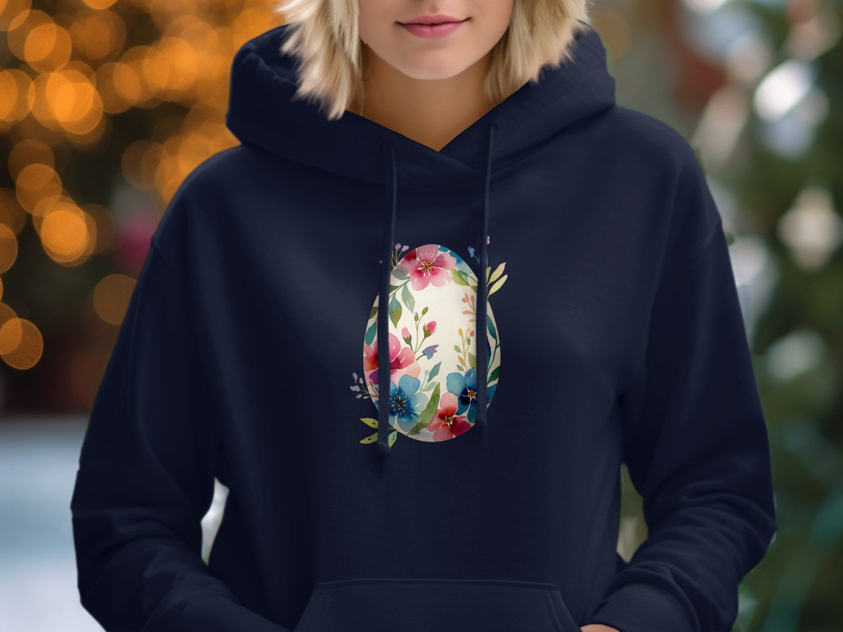 Floral Egg Print Design on Stylish Hoodie