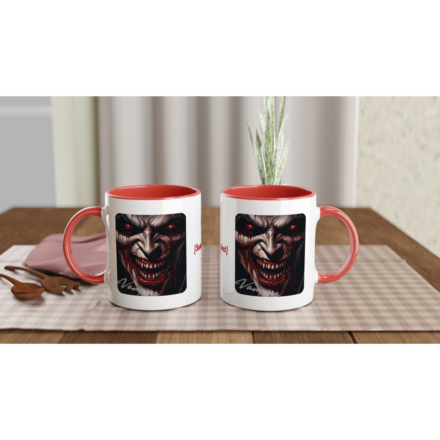 11oz ceramic mug with color inside vampire snarl personalized