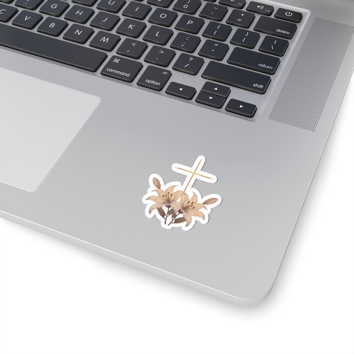 Elegant Golden Cross Lilies Spiritual Decor Sticker product type