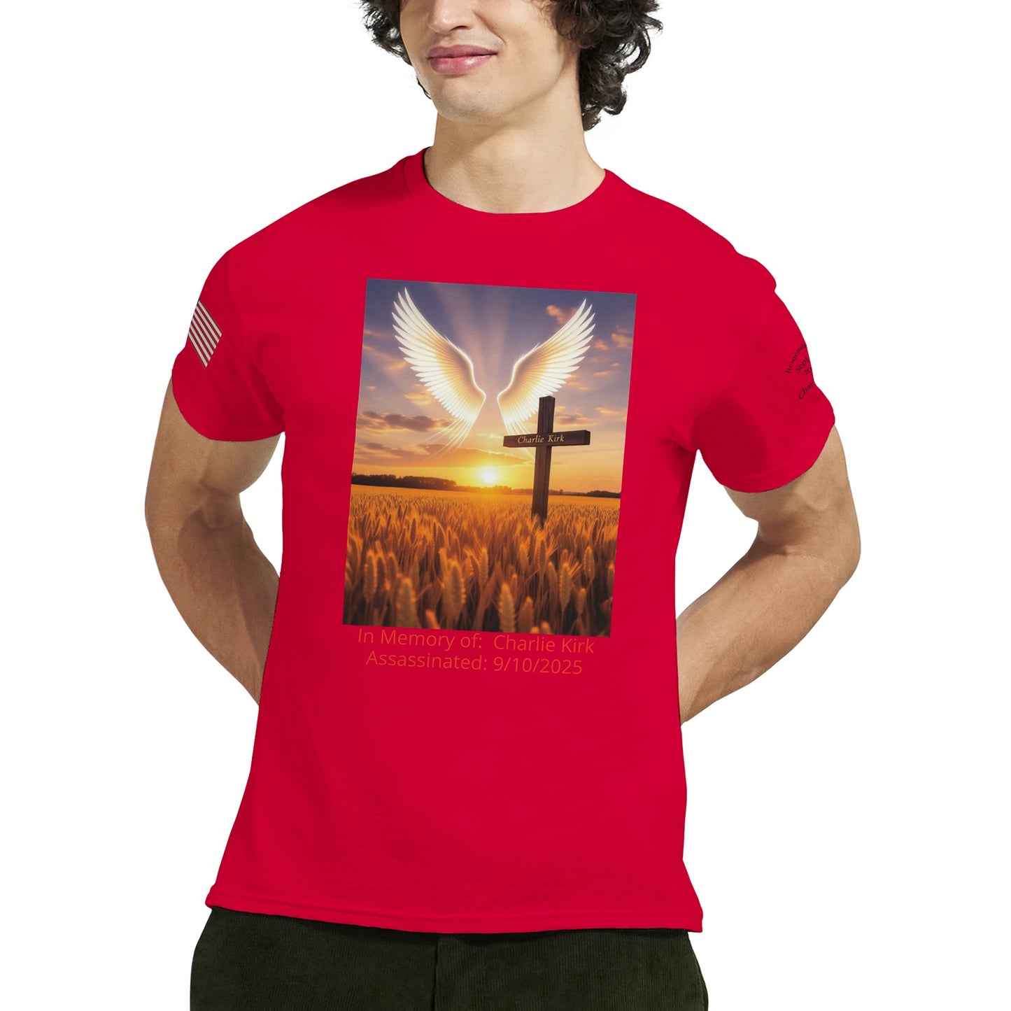 Charlie Kirk 'Lifted to Heaven' on a Heavyweight T-Shirt