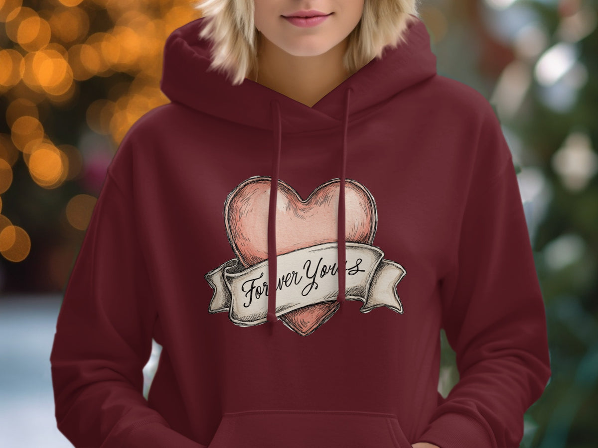 Forever Yours Heart Design Graphic Hoodie