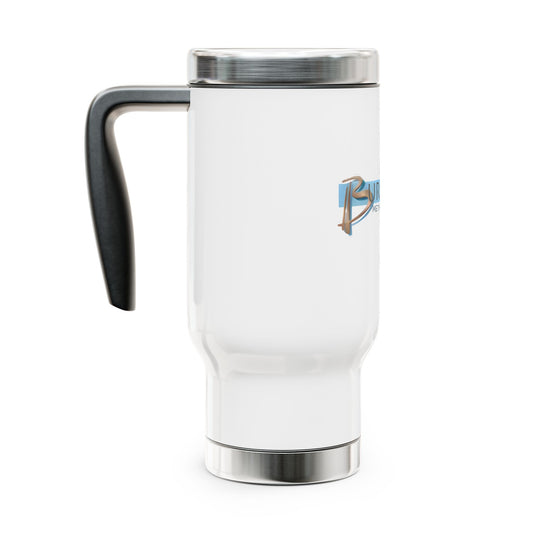 Burghardt Metal Fabricating, Inc., logo on a 14oz SS Travel Mug with Handle