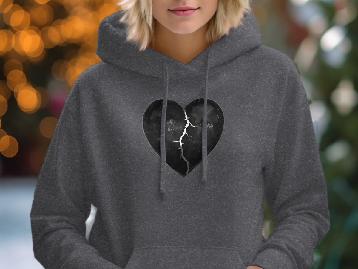 Cracked Heart Design on Gray Hoodie Product
