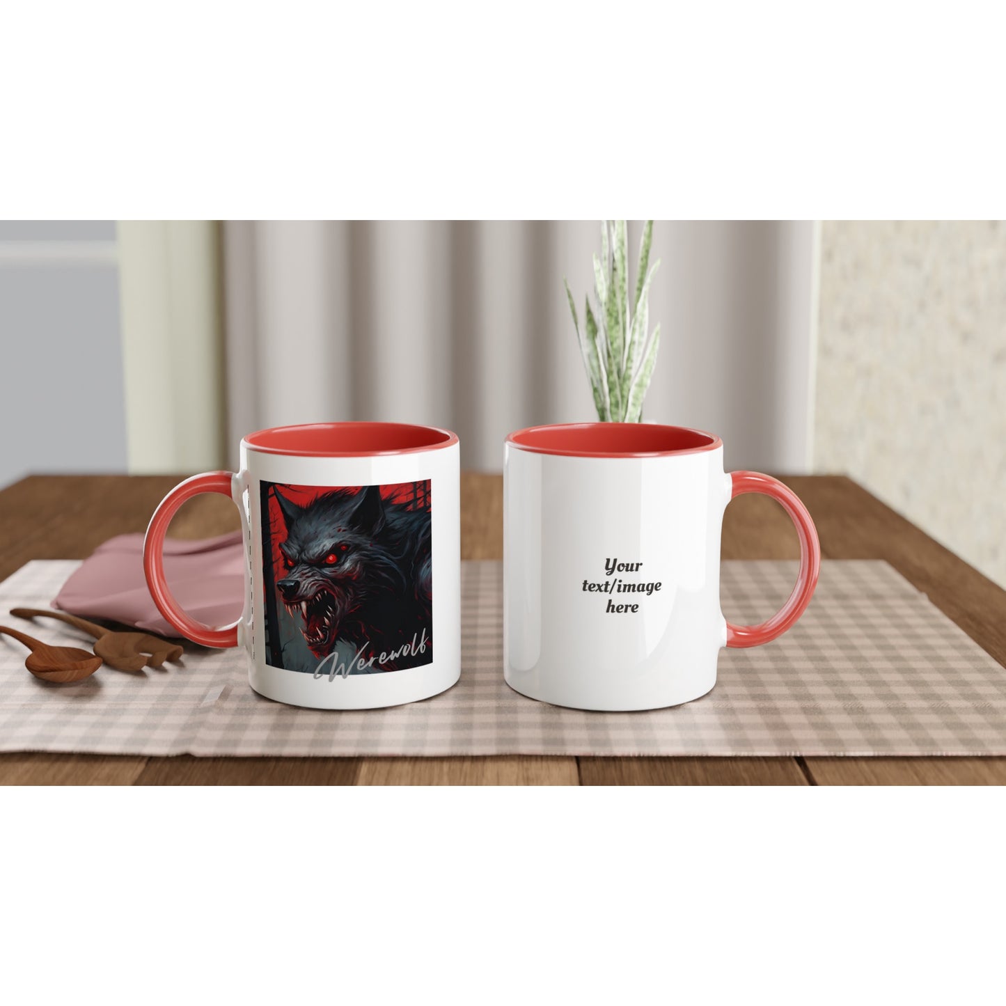 11oz ceramic mug with color inside werewolf snarl personalized