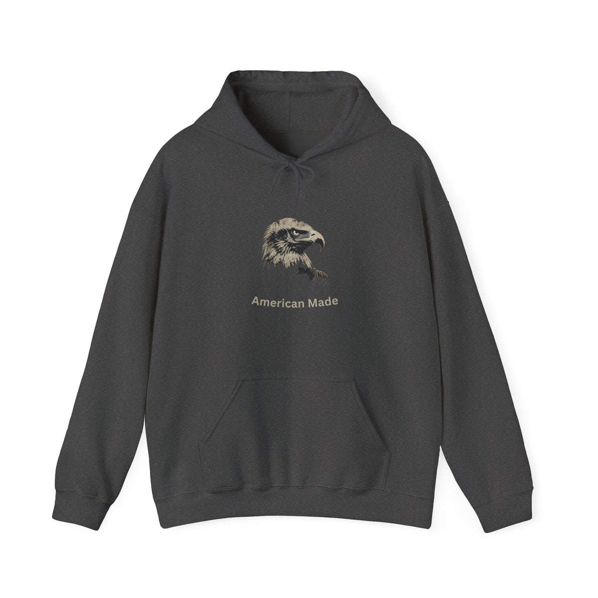 American Made text beneath an eagle head on a Pullover Hoodie