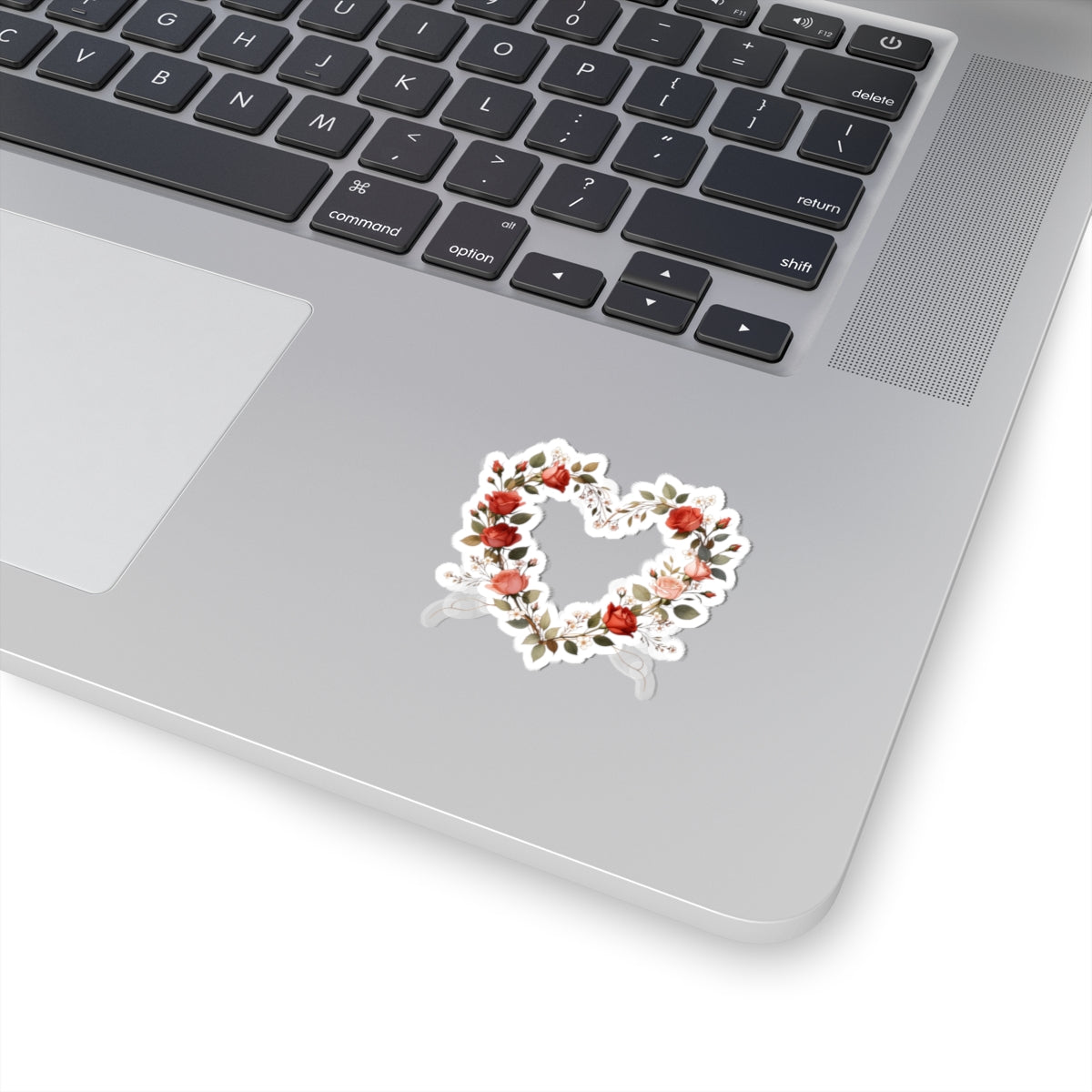 Floral Heart Shaped Sticker with Rose Design for Laptops