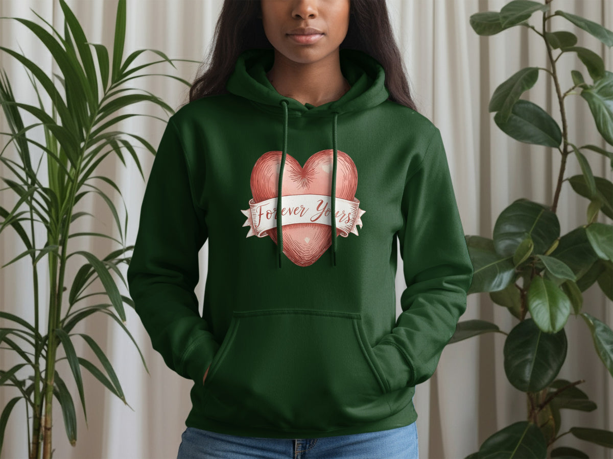 Forever Yours Heart Design Green Hoodie Product