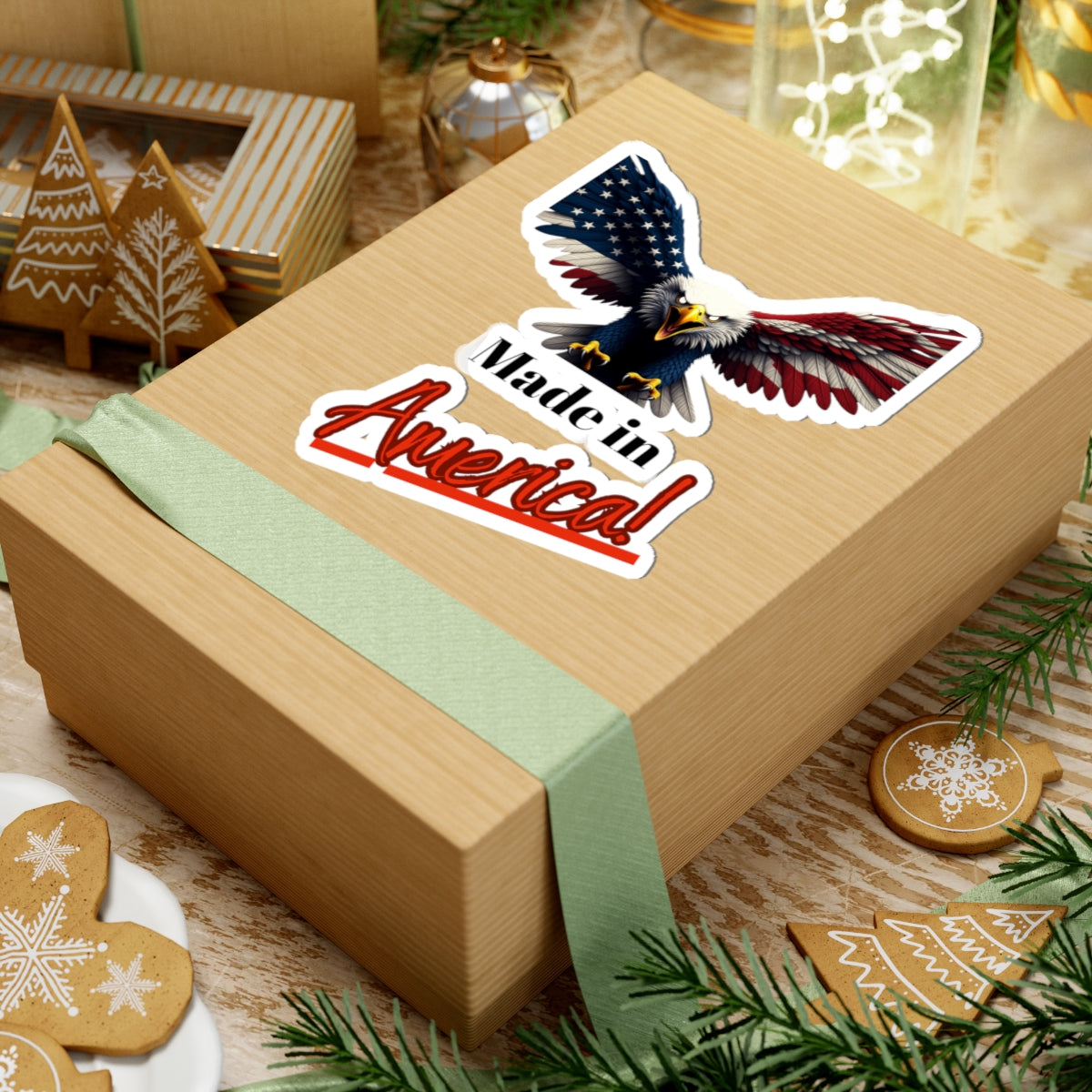 Made In America Patriotic Eagle on a Kiss-Cut Stickers