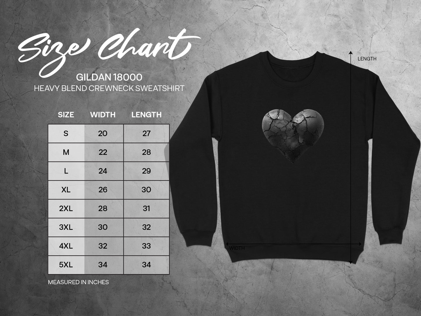 Heart Print Gildan 18000 Heavy Blend Crewneck Sweatshirt