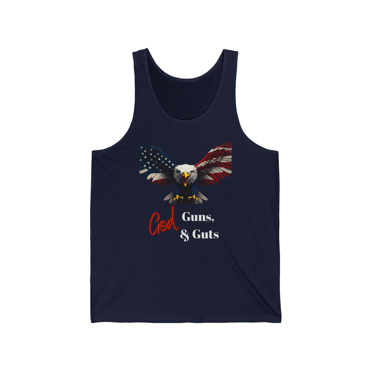 God Guns & Guts Patriotic Eagle on a Premium Tank Top