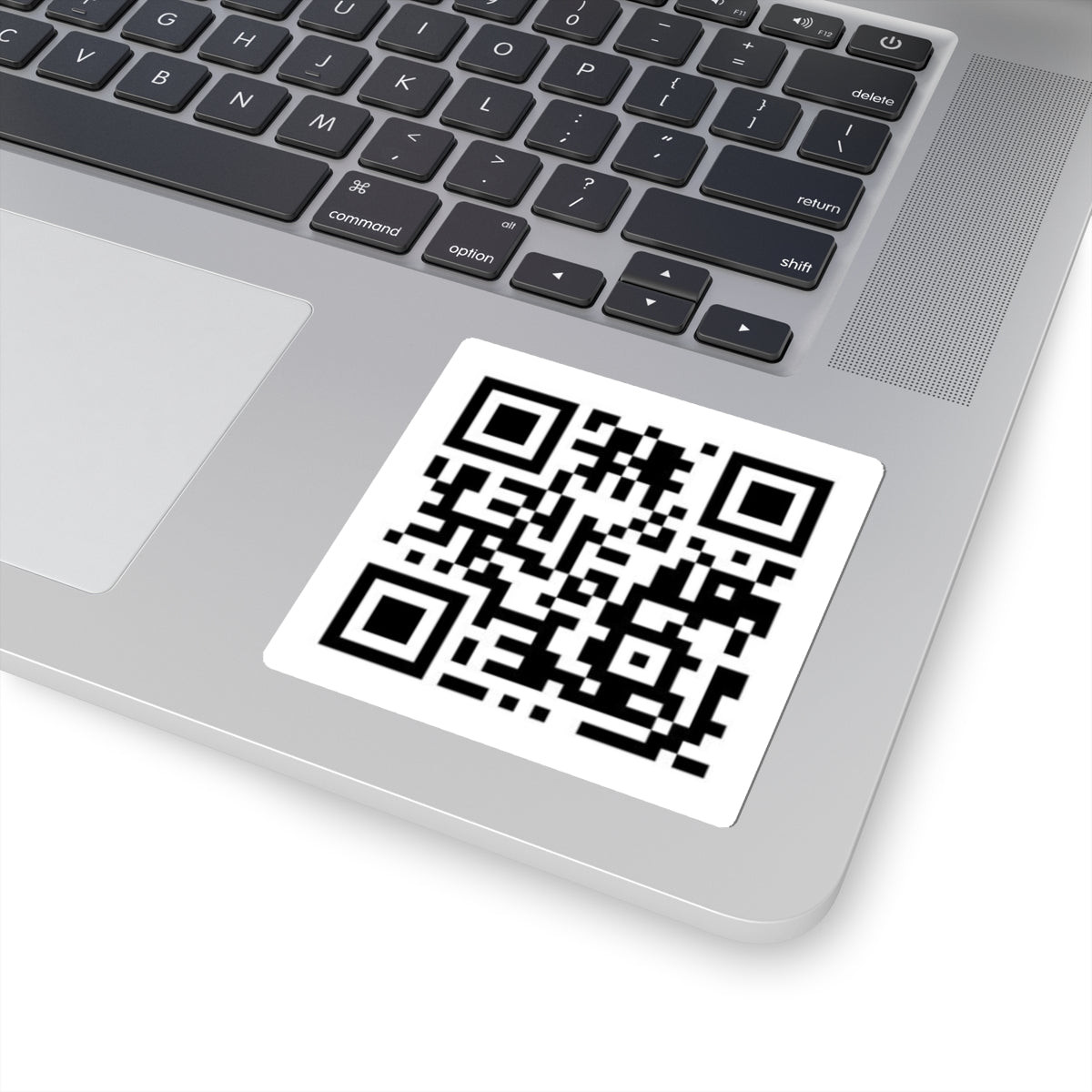 Black and white QR code on a white background