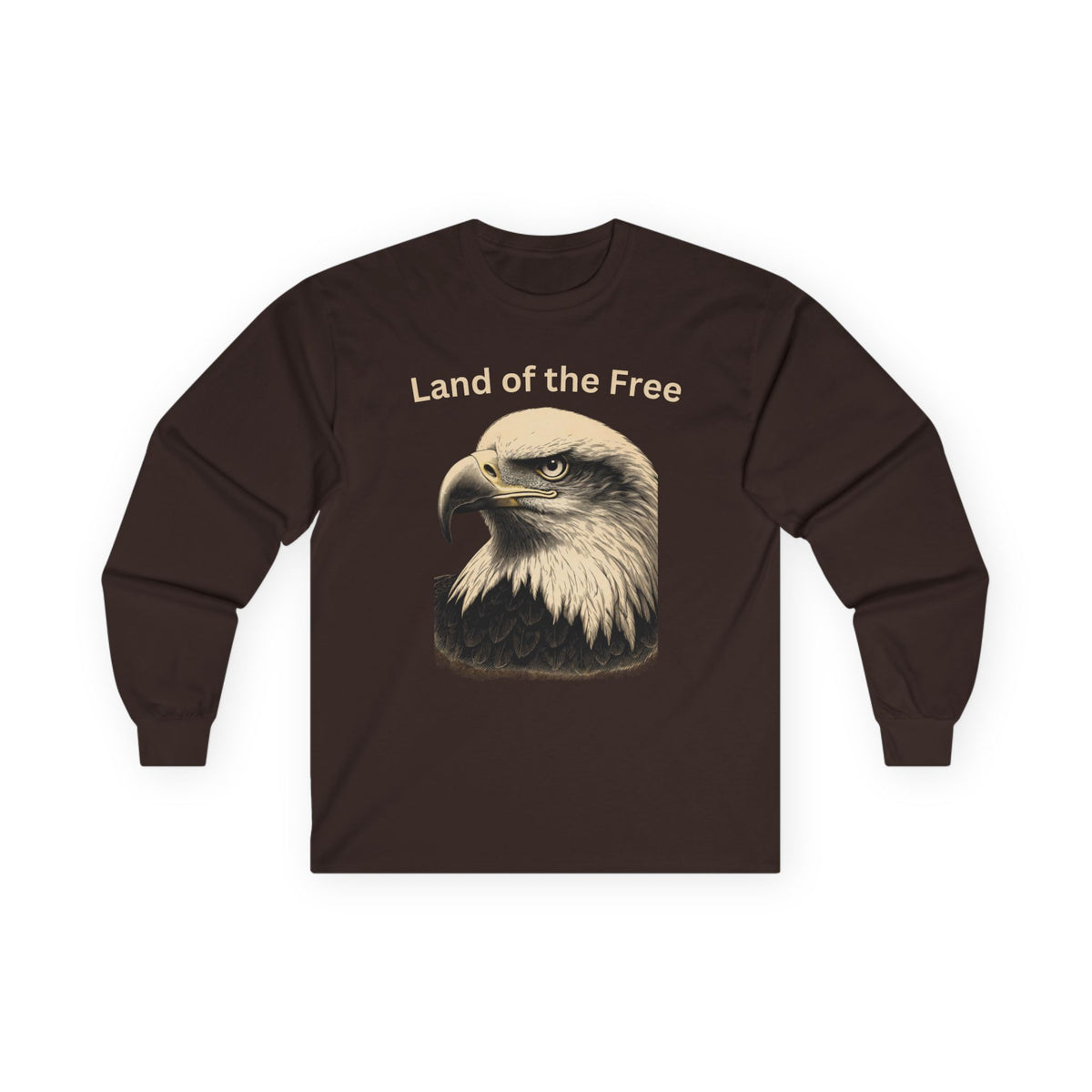 Land of the Free text on a Long-Sleeve Tee