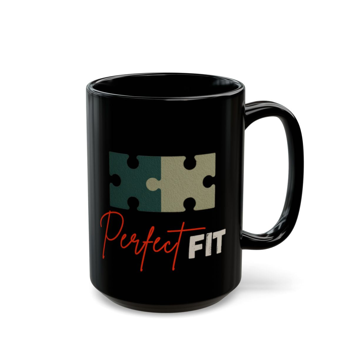 Perfect Fit Puzzle Design Black Mug